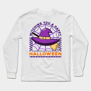 Witching You A Happy Halloween Purple Witch Hat Long Sleeve T-Shirt